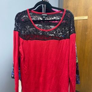 Stretchy sweater with lace around the shoulders very nice and good condition